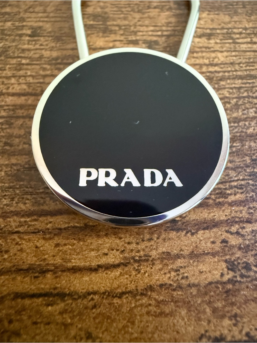 Prada Black and Silver Round Key Fob - Picture 4 of 5